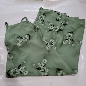 Floral Green Vintage Slip Dress